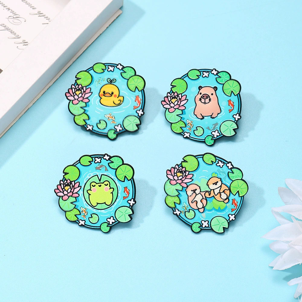 Flower Frog Pin - Broches de esmalte com desenhos animados