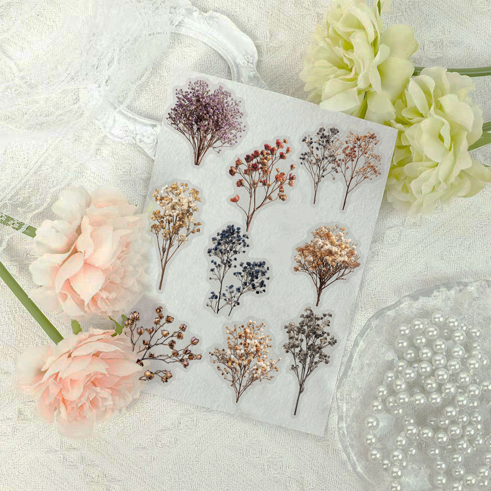 Baby Breath Dried - 50 Adesivos Decorativos Vintage de Gipsofila
