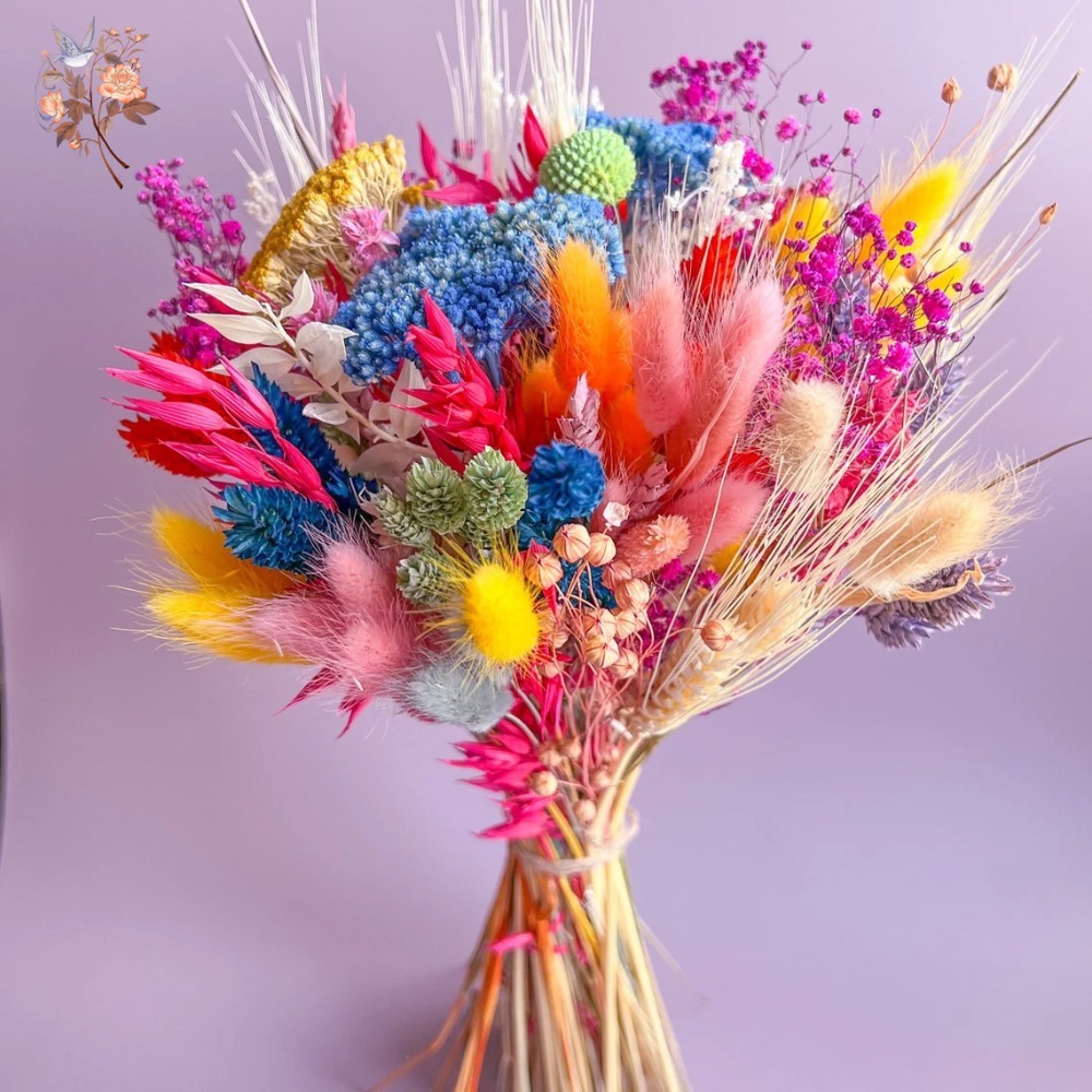 Baby Breath Dried - Buquê de Flores Secas Coloridas para